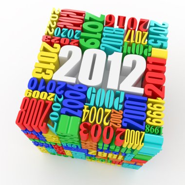 New year 2012. Cube consisting of the numbers clipart