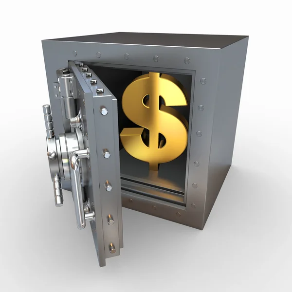 Dollarteken in kluis. 3D — Stockfoto