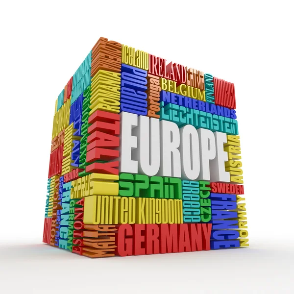 Europe. Box from name of european countries — Stock Photo, Image
