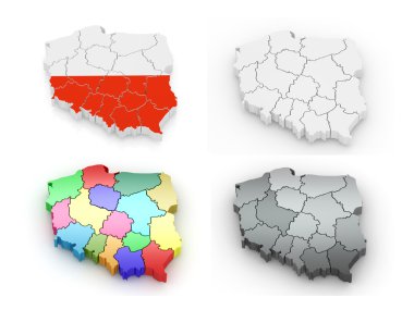 Three-dimensional map of Poland clipart