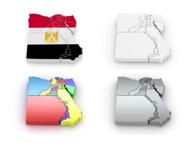 Three-dimensional map of Egypt clipart