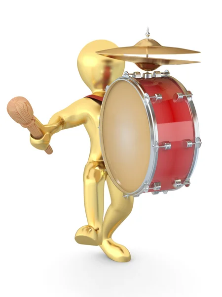 Man med trumma och Kycklingben. 3D — Stockfoto