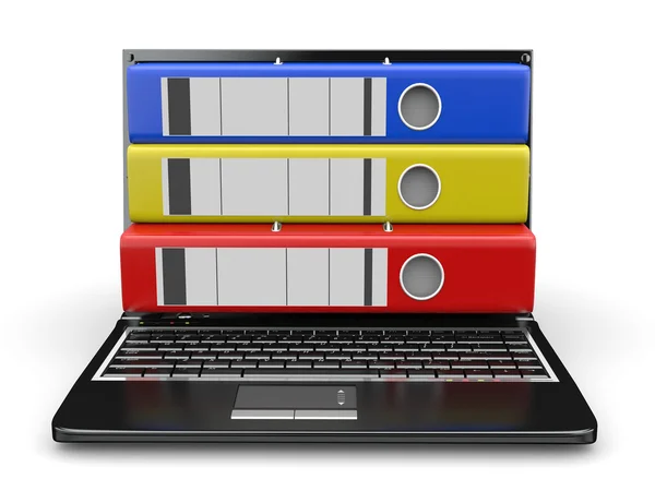 Archiwum. laptop z folderów zamiast ekranu — Zdjęcie stockowe