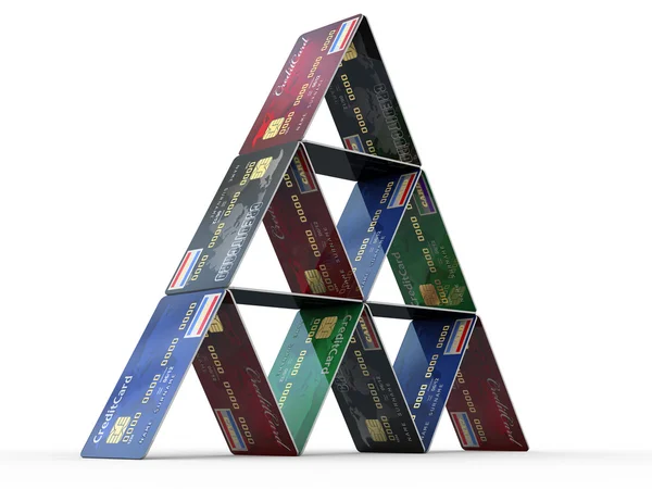 Pyramid from credit cards — Stock Photo, Image