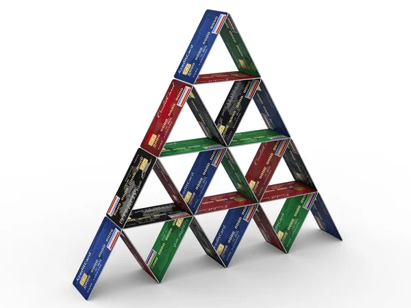 Piramide van credit cards — Stockfoto