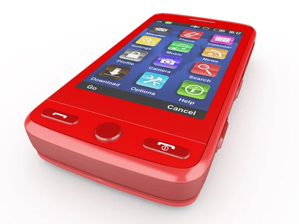 Κόκκινο κινητό τηλέφωνο. 3D — Φωτογραφία Αρχείου