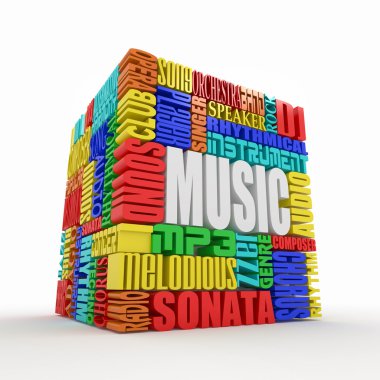 Music. Abstract cube. clipart