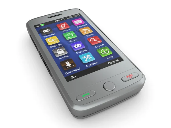 Металлический мобильный телефон. 3d — стоковое фото