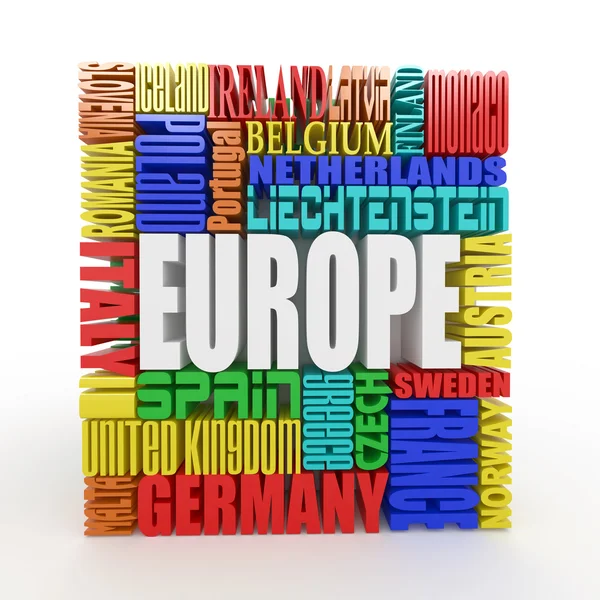 Europa. Box aus dem Namen der europäischen Länder — Stockfoto