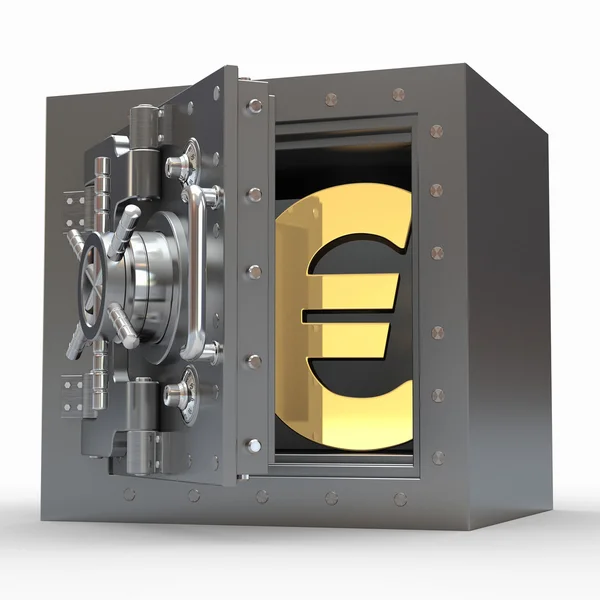 Euro sign in vault. 3d — Stock Photo, Image