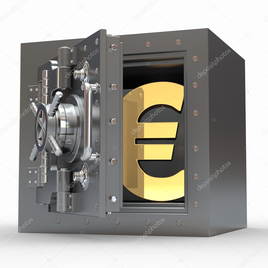 Euro sign in vault. 3d