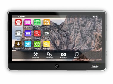 beyaz zemin üzerine tablet pc. 3D