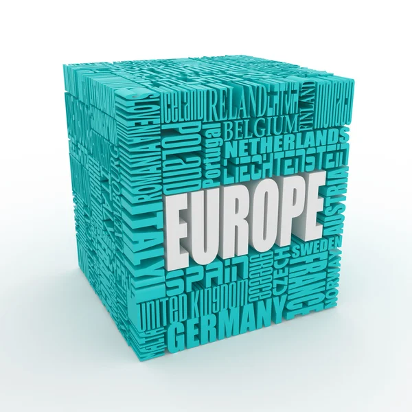 Ευρώπη. κουτί από το όνομα των ευρωπαϊκών χωρών — Φωτογραφία Αρχείου
