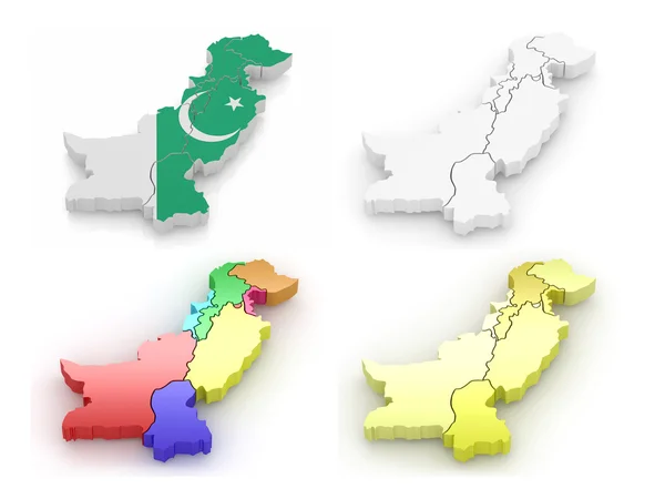Trójwymiarową mapę z Pakistanu — Zdjęcie stockowe