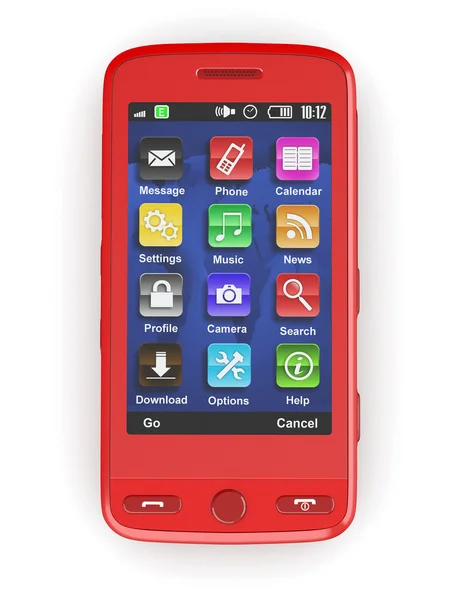 Teléfono móvil rojo. 3d — Foto de Stock