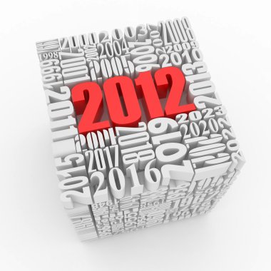 New year 2012. Cube consisting of the numbers clipart