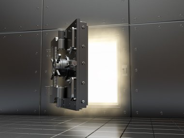 Opening vault and volume light. 3d. clipart