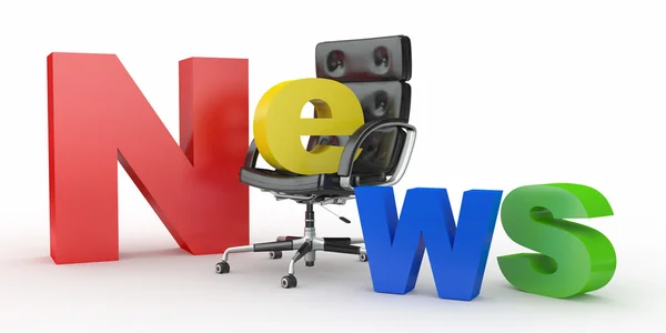 Text news with emty office armchair — Stock Photo, Image