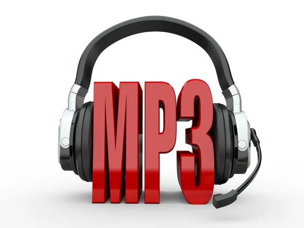 Текст MP3 и мобильные телефоны. 3d — стоковое фото