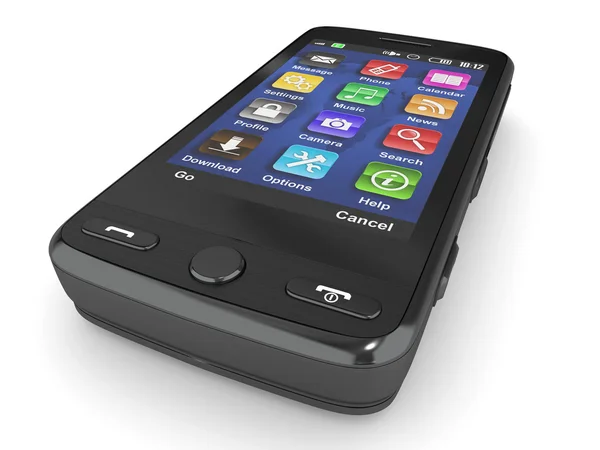 Чорний мобільний телефон. тривимірний — стокове фото