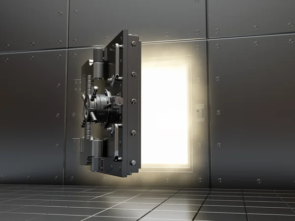 Öffnung Tresor und Volumen Licht. 3d. — Stockfoto