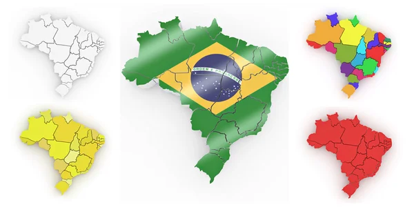 巴西地图。3d — 图库照片