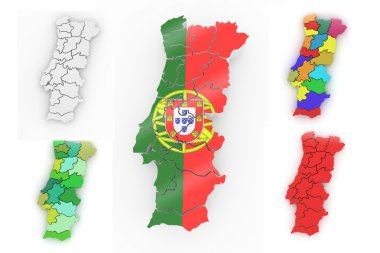 Three-dimensional map of Portugal clipart