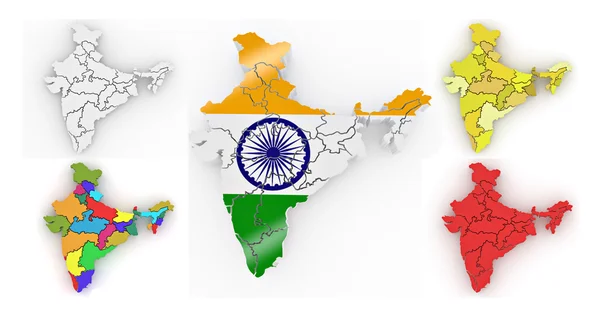 Driedimensionale kaart van india. 3D — Stockfoto
