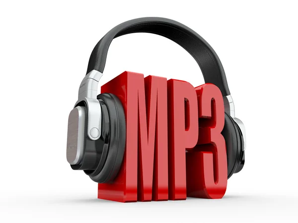 Texto MP3 e auscultadores. 3d — Fotografia de Stock