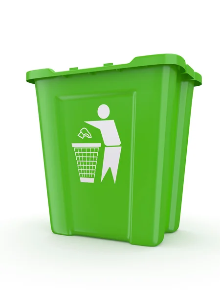Lixeira vazia com reciclagem de sinais — Fotografia de Stock