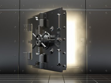 Opening vault and volume light. 3d. clipart