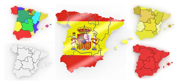 Trójwymiarowa mapa Hiszpanii — Zdjęcie stockowe