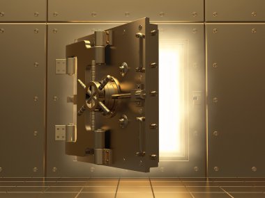 Opening vault and volume light. 3d. clipart