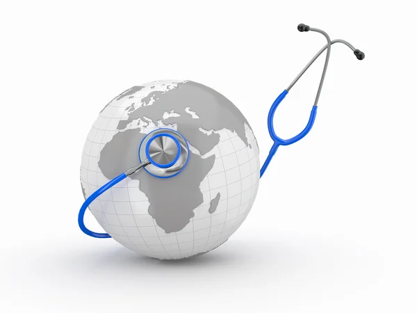 Earth and stethoscope. 3d — Stock Photo, Image
