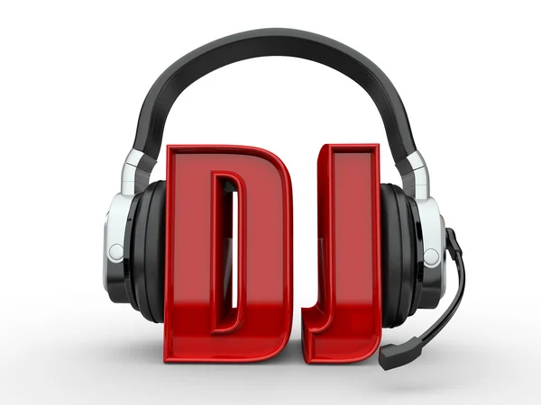 Texto DJ e auscultadores — Fotografia de Stock