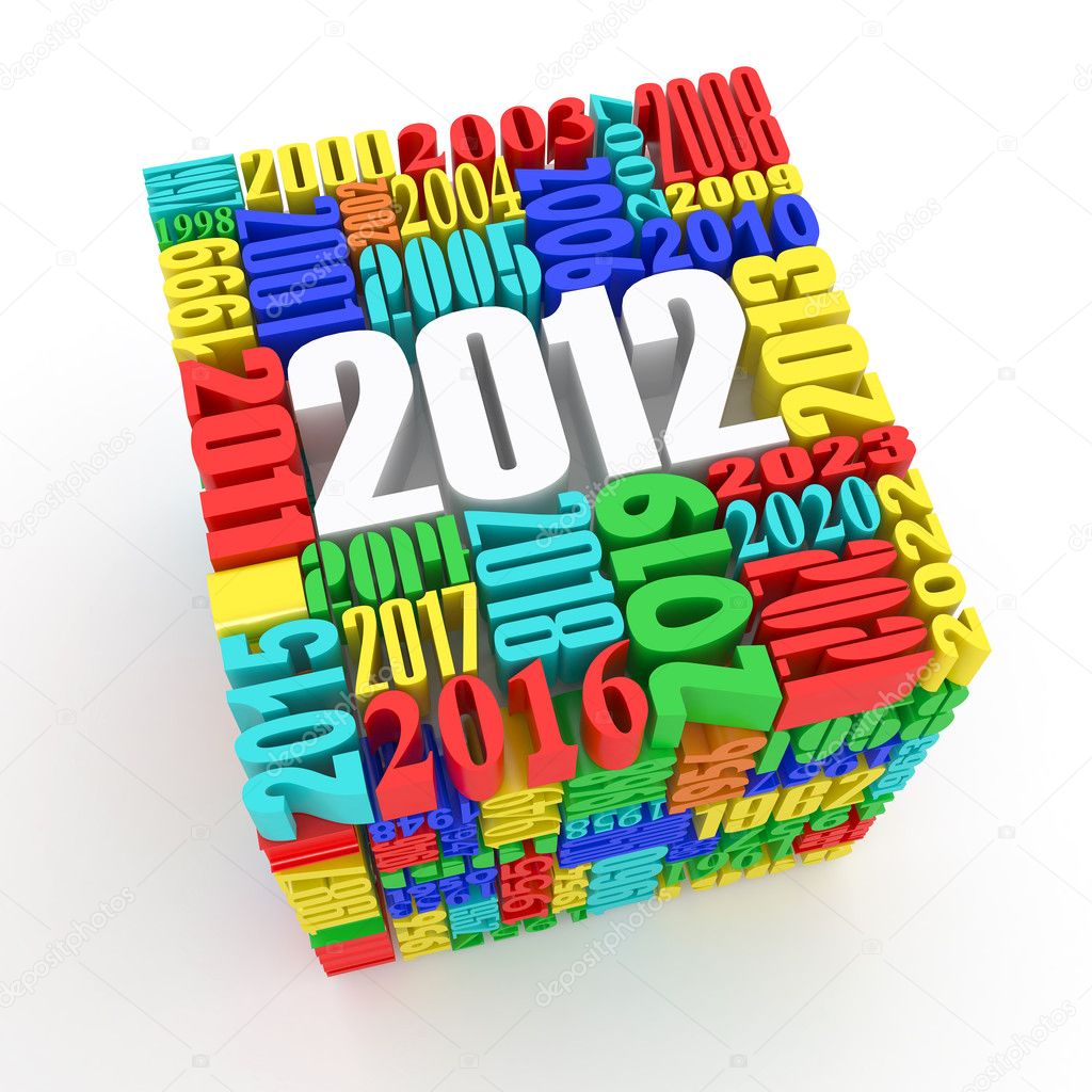 New year 2012. Cube consisting of the numbers