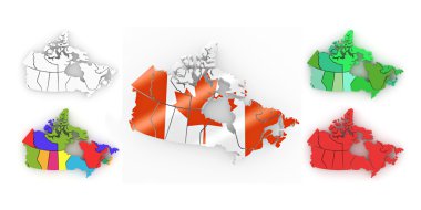 Three-dimensional map of Canada. 3d clipart