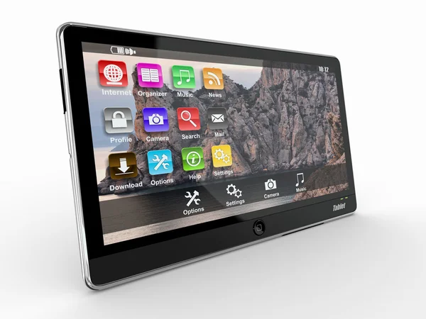 Komputer typu Tablet na białym tle. 3D — Zdjęcie stockowe