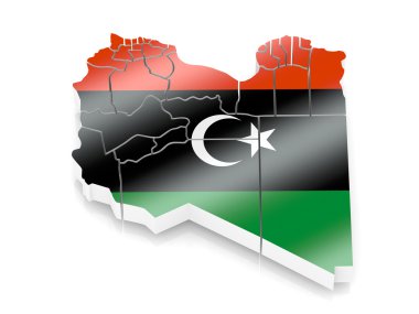 Map of Libya in Portugese flag colors clipart