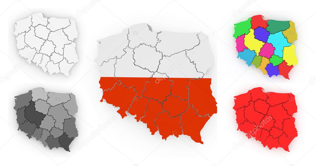 Three-dimensional map of Poland