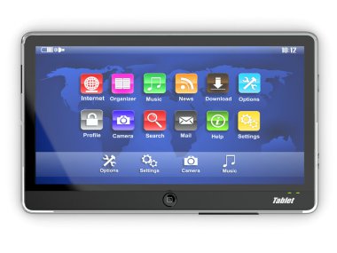 beyaz zemin üzerine tablet pc. 3D