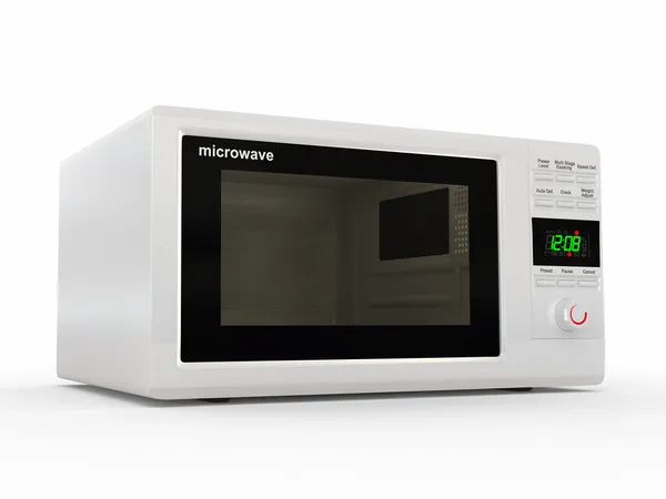 Zamknięte biały kuchenka mikrofalowa. 3D — Zdjęcie stockowe