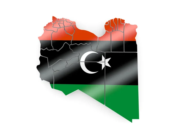 Map of Libya in Portugese flag colors — Stock Photo, Image