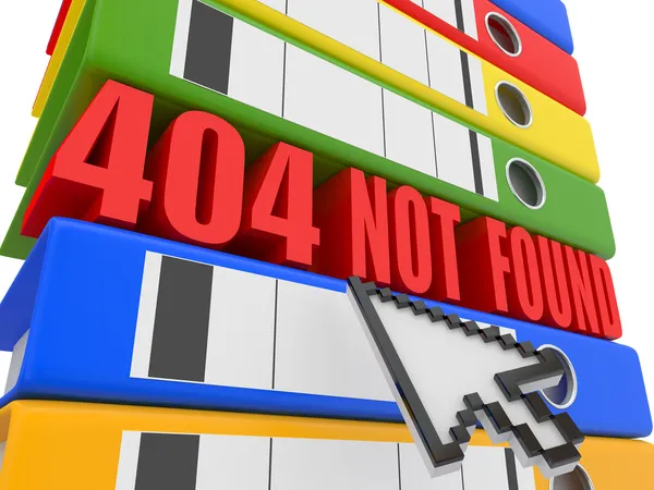 Fout 404. bestand niet gevonden. bindmiddelen — Stockfoto