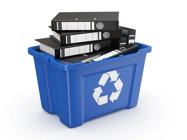 Folders in recycle bin. 3d — Stock Photo, Image