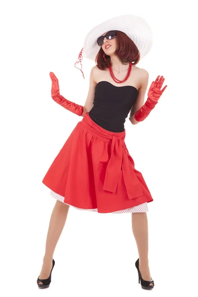 Menina da moda em estilo retro está dançando — Fotografia de Stock