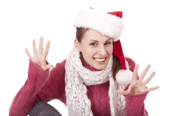 Szép szexi santa záradék nő kalapban — Stock Fotó