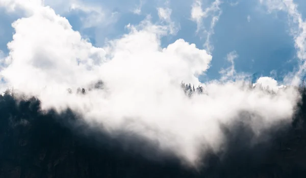 구름에 싸인 산의 정상 — 스톡 사진