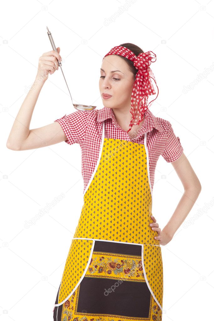 Woman is tasting a dish