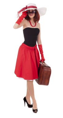 Fashion girl in retro style is dancing clipart